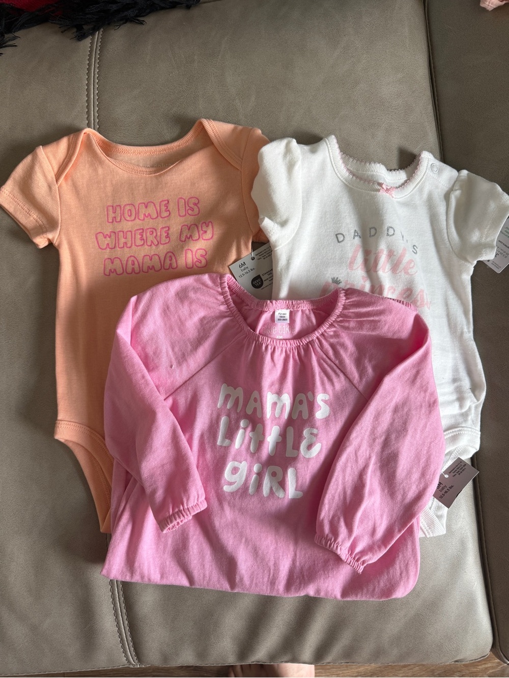 NWT 3-Piece Baby Girl Bodysuit & Top Set - Pink, Peach, White